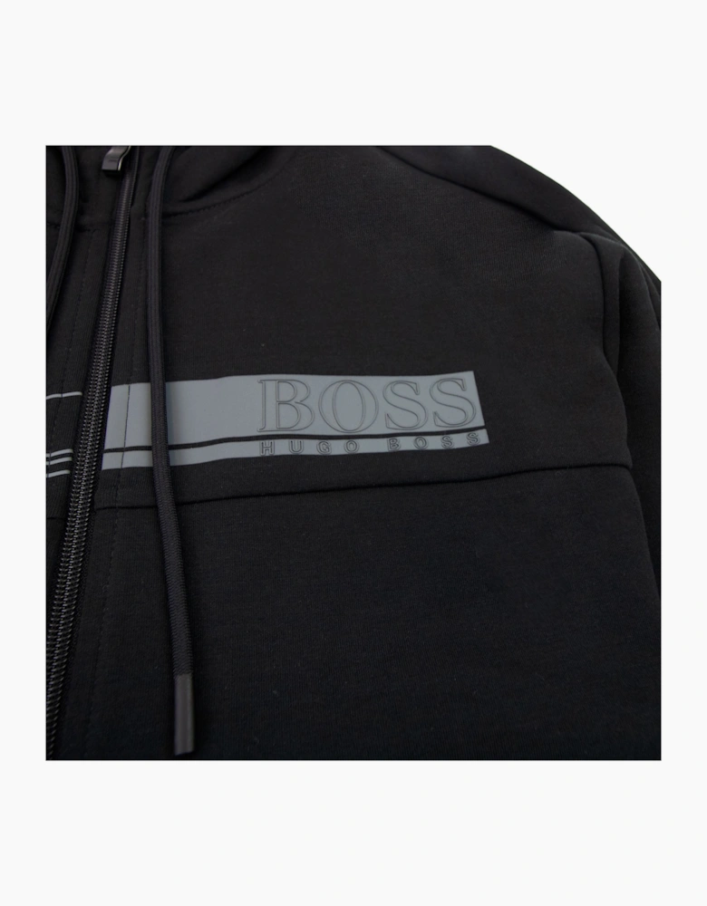 Hugo Boss Saggy 1 Block Logo Zip Up Hoody Black 001