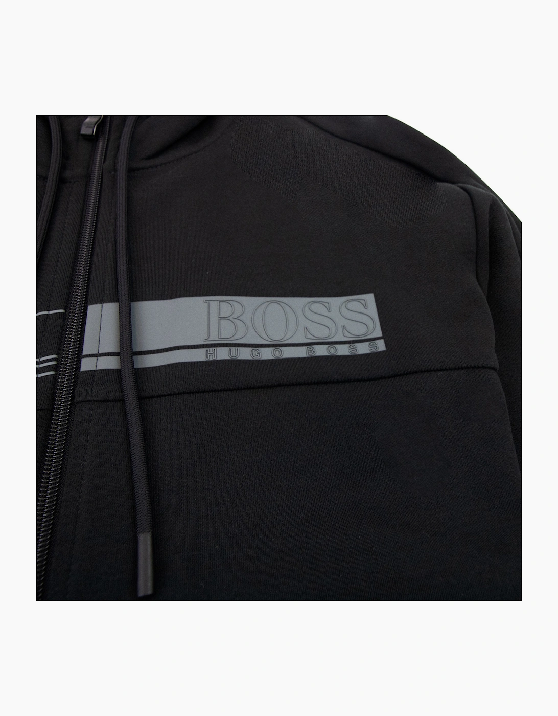 Hugo Boss Saggy 1 Block Logo Zip Up Hoody Black 001