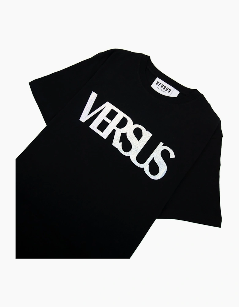 Versace Versus Logo Printed T Shirt Black