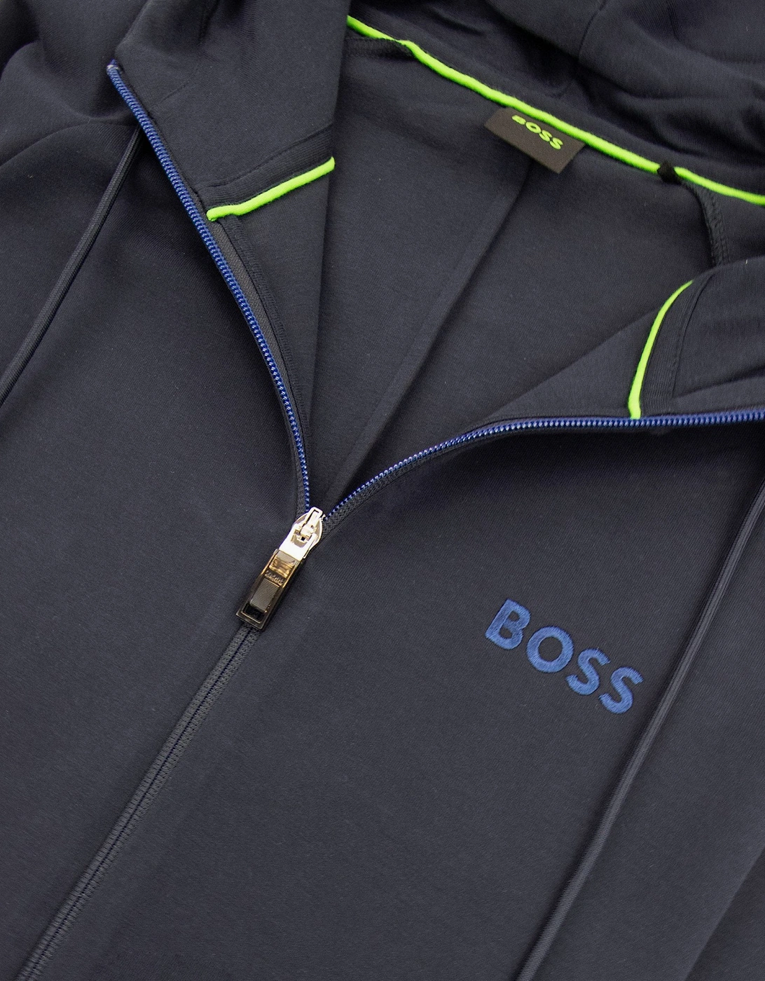 Hugo Boss Saggy 1 Embroidered Logo Zip Up Hoodie Navy 402