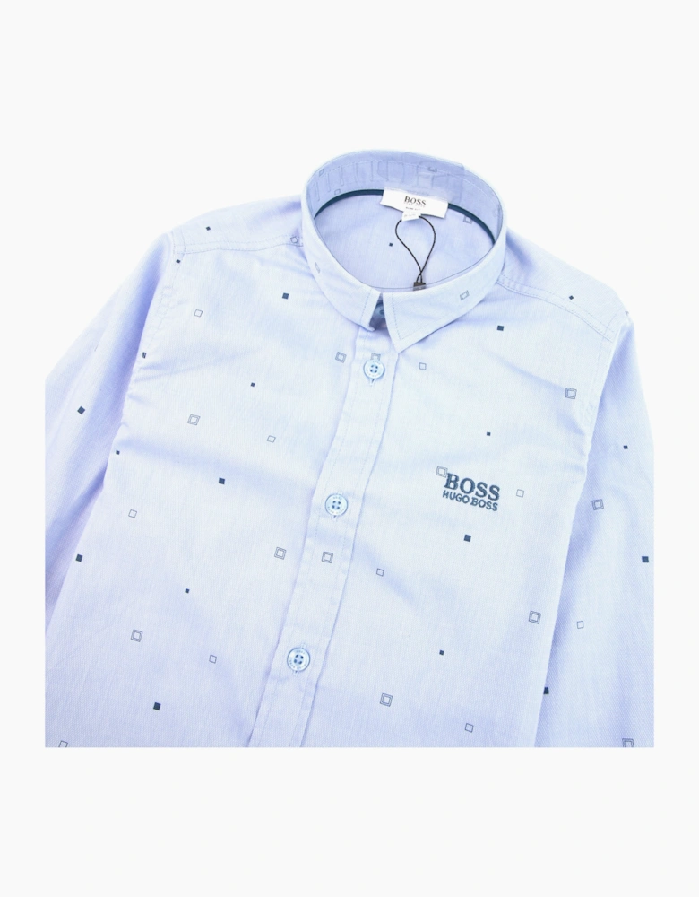 Hugo Boss Kids Geometric Long Sleeve Shirt Baby Blue