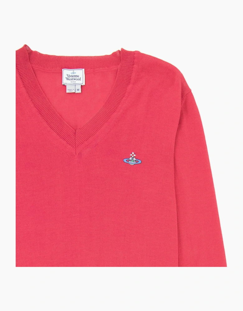 Vivienne Westwood V Neck Knitted Jumper Pink