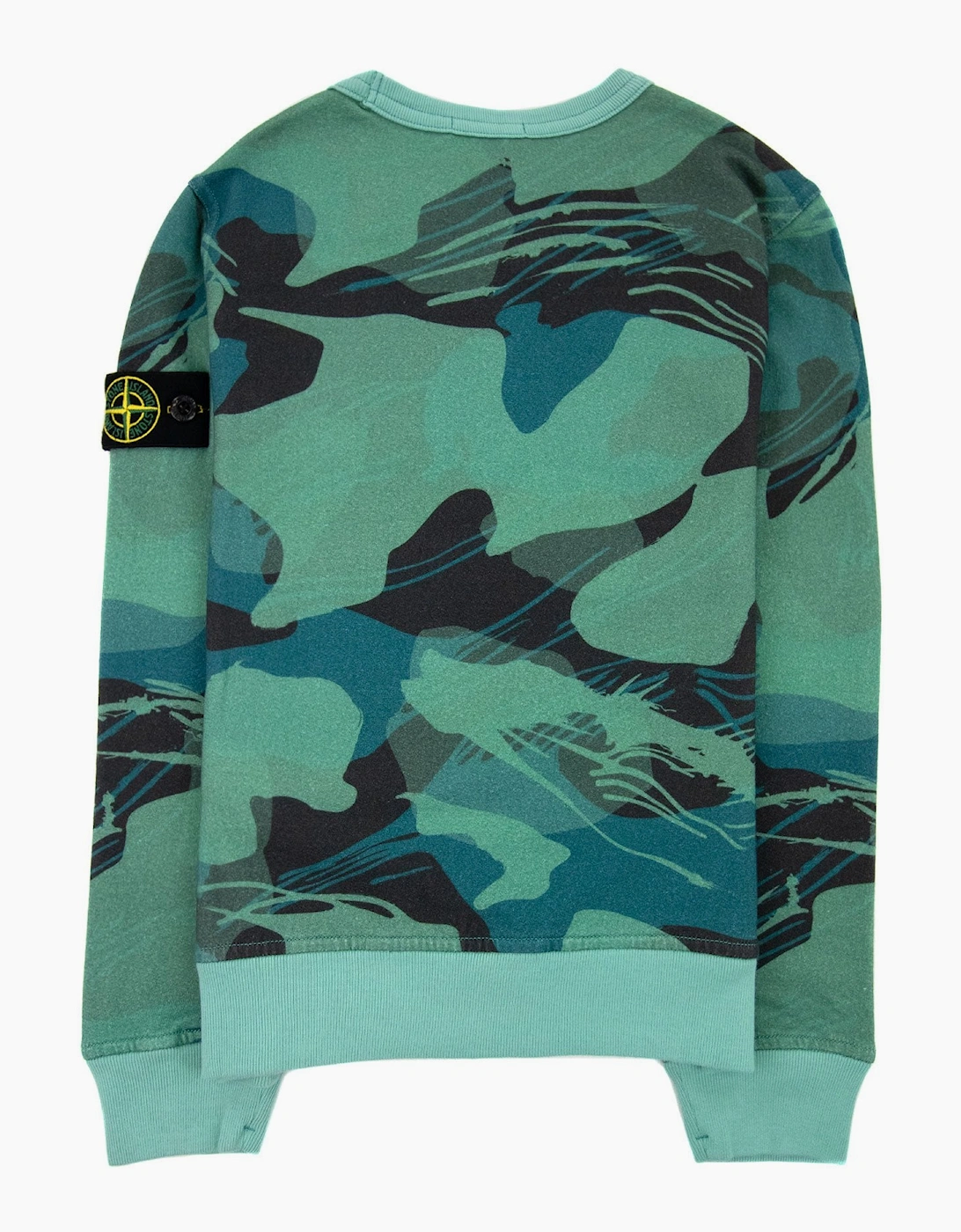 Stone Island Junior 63320 Jungle Camouflage All Over Print Sweatshirt Emerald Green V0056