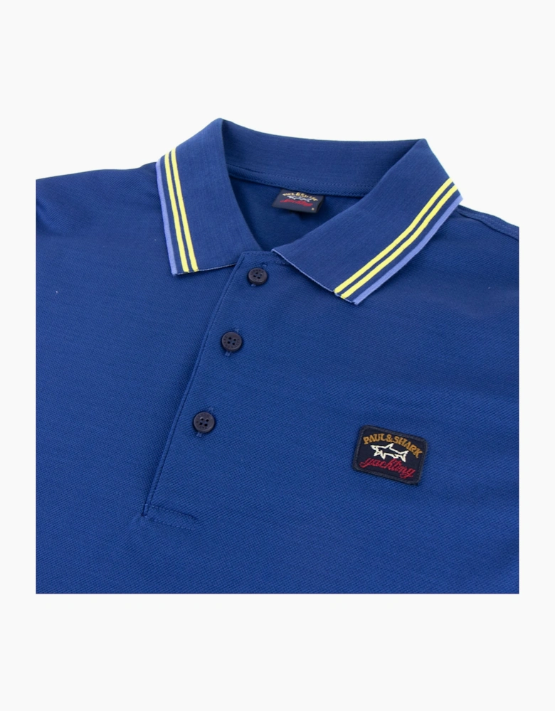 Paul And Shark Tipped Longsleeve Polo Shirt Blue