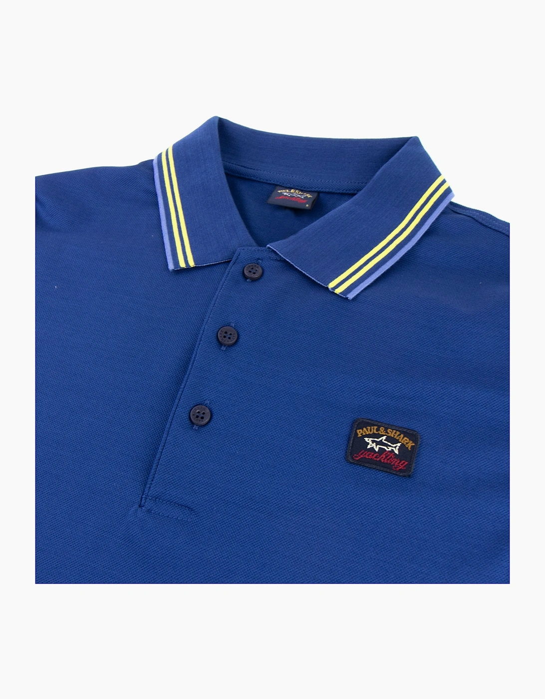 Paul And Shark Tipped Longsleeve Polo Shirt Blue