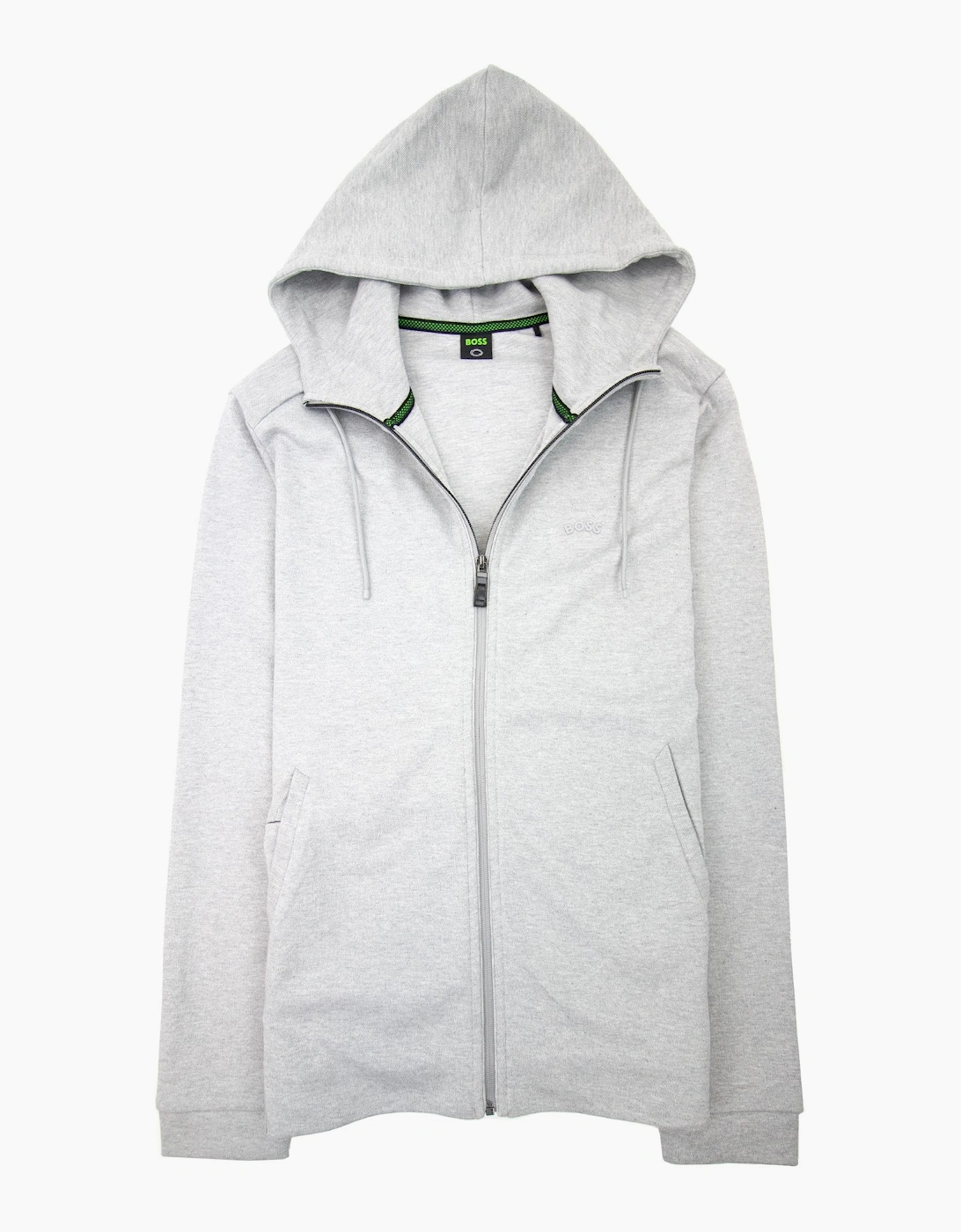 Hugo Boss Saggy Curved Logo Zip Up Hoody Gray 059