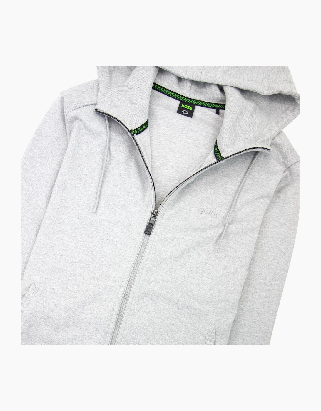 Hugo Boss Saggy Curved Logo Zip Up Hoody Gray 059