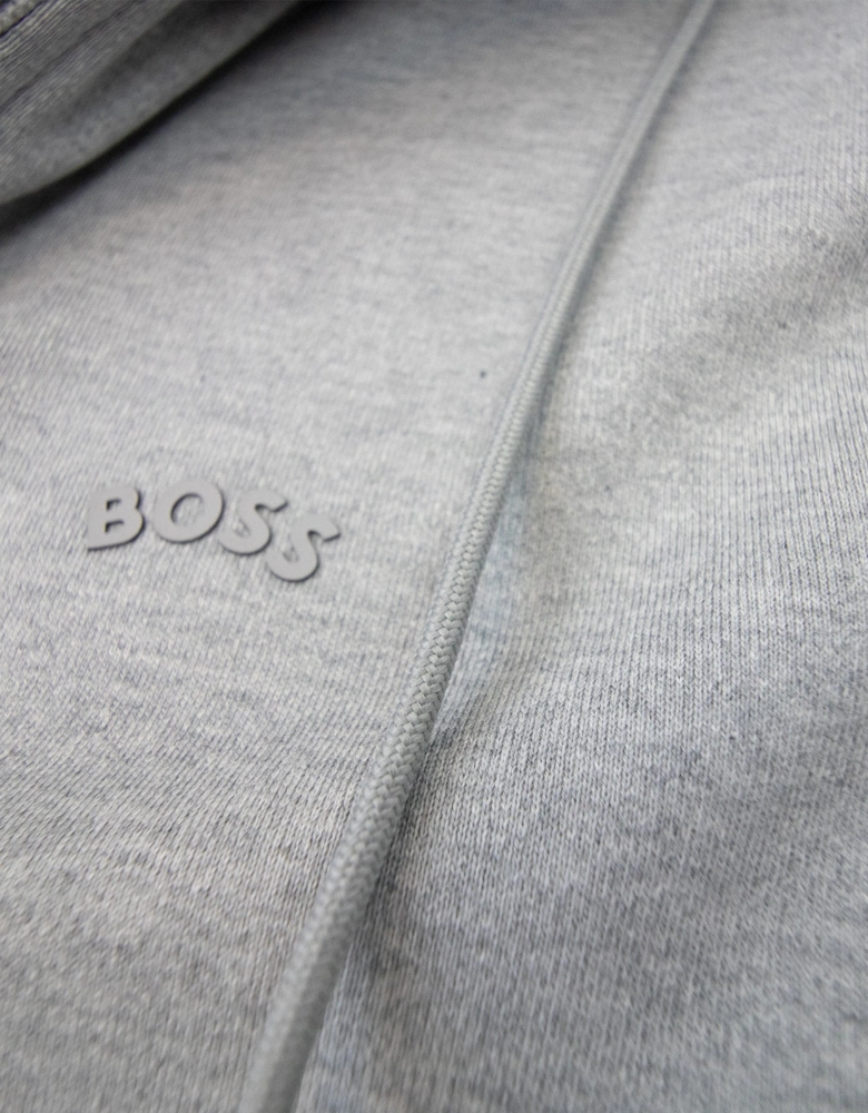 Hugo Boss Saggy Curved Logo Zip Up Hoody Gray 059