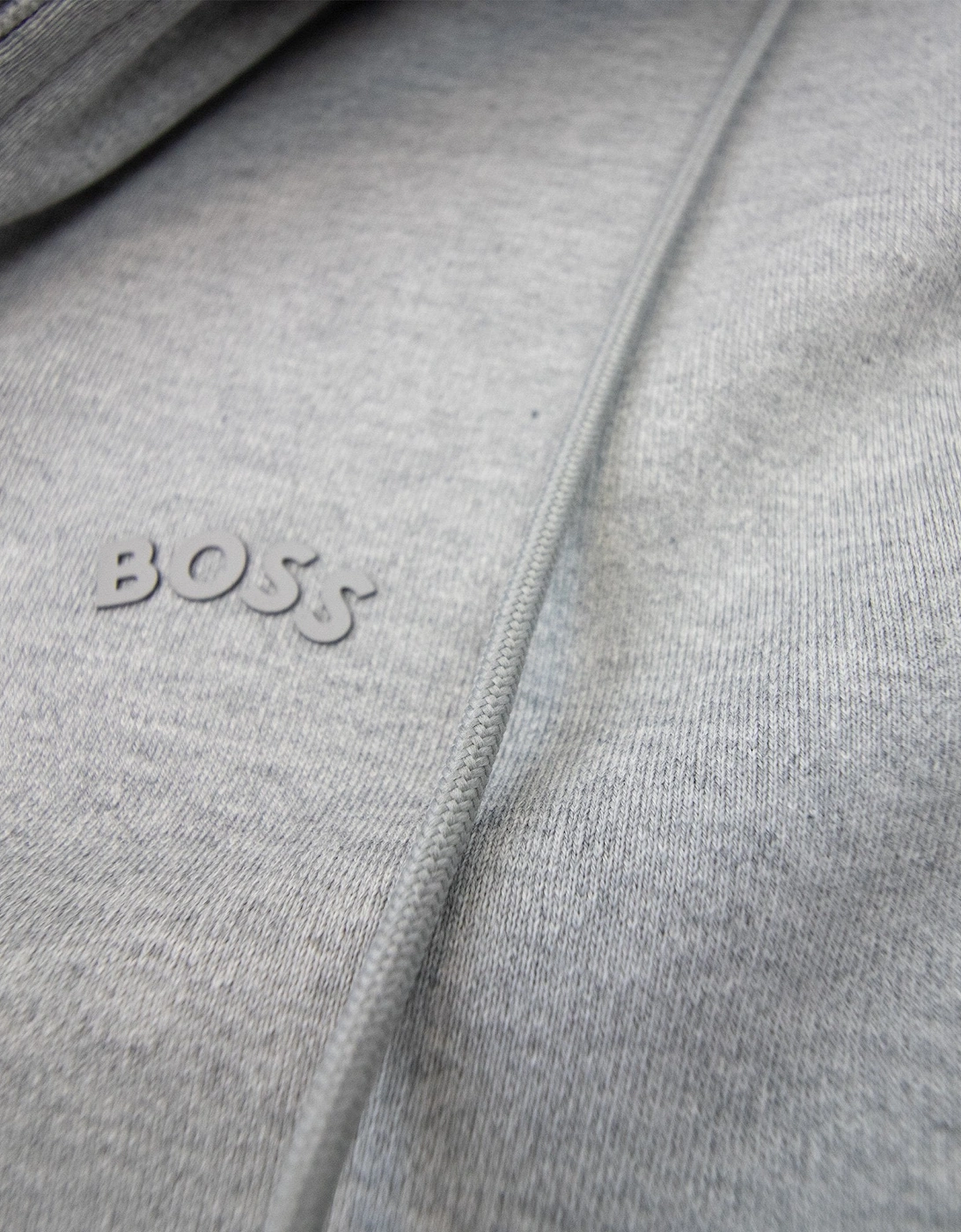 Hugo Boss Saggy Curved Logo Zip Up Hoody Gray 059