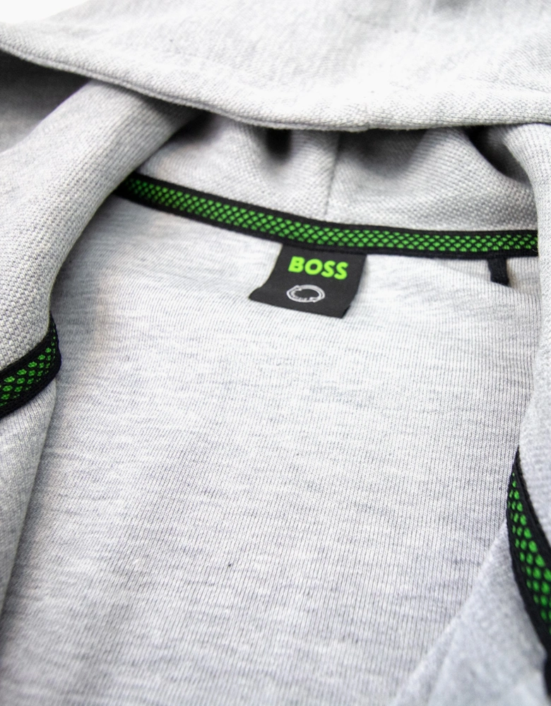 Hugo Boss Saggy Curved Logo Zip Up Hoody Gray 059