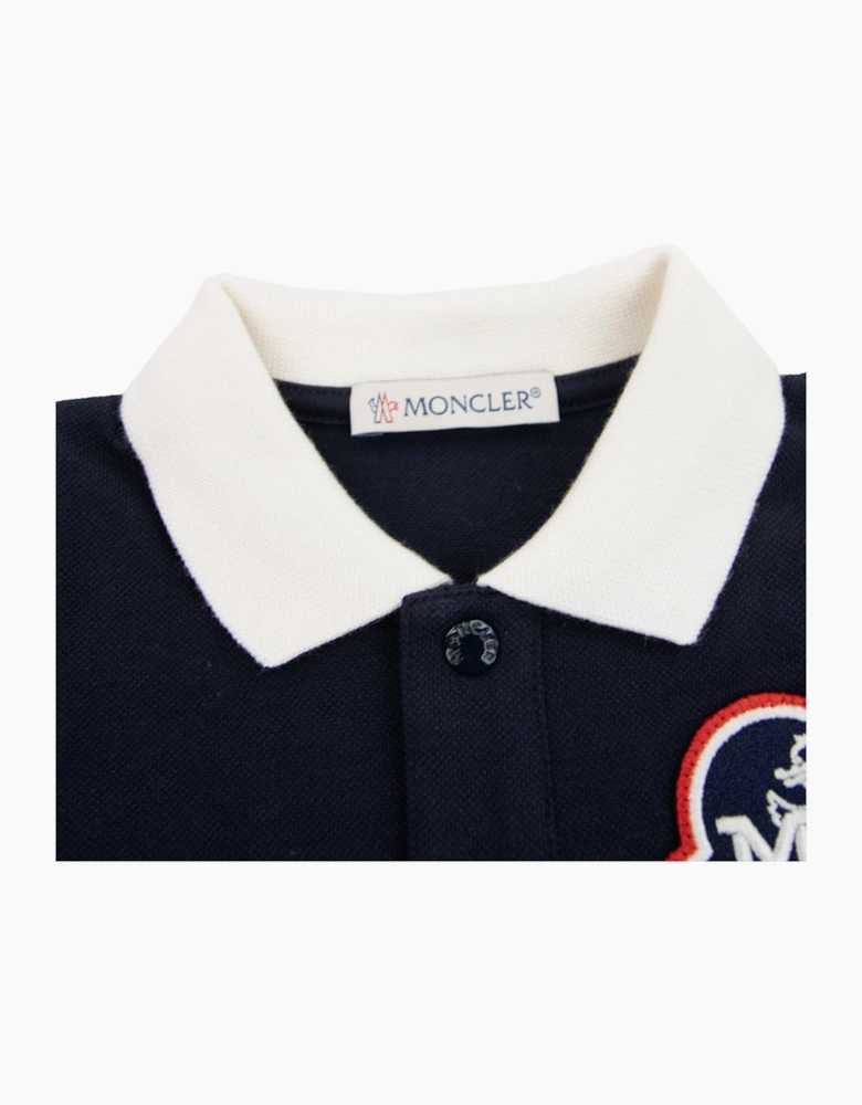 Moncler Junior Monogram Polo Shirt Navy 778