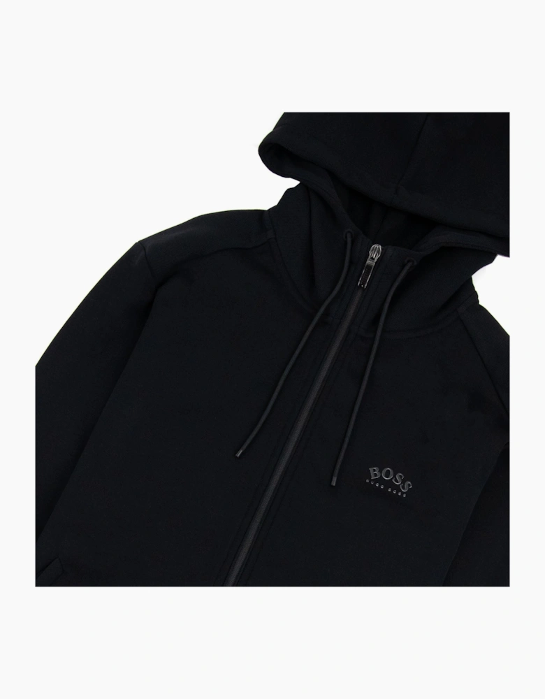 Hugo Boss Saggy Curved Logo Zip Up Sweatshirt Black 001