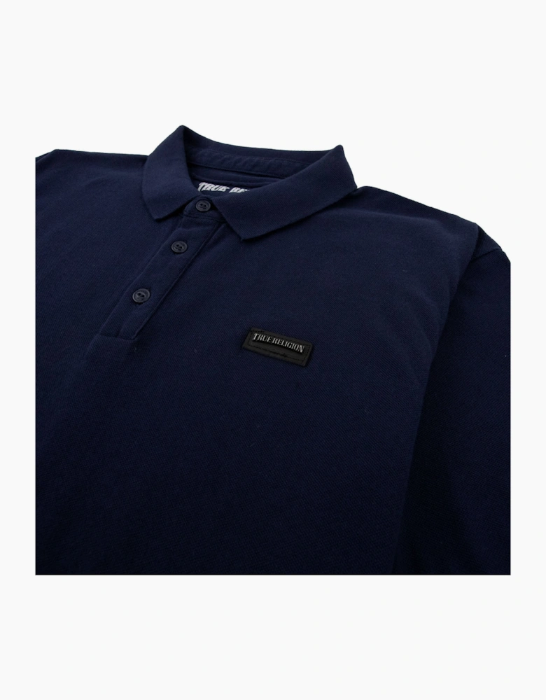 True Religion Short Sleeve Leather Logo Polo Navy