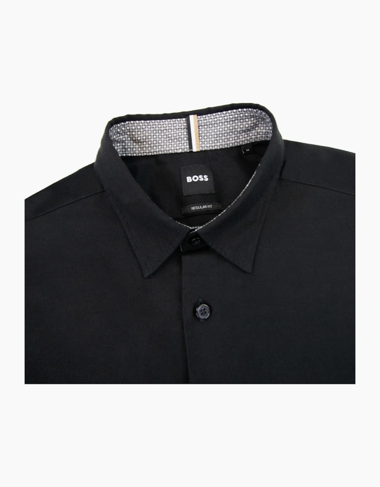 Hugo Boss Regular-fit Shirt In Brushed-cotton Flannel Black 001