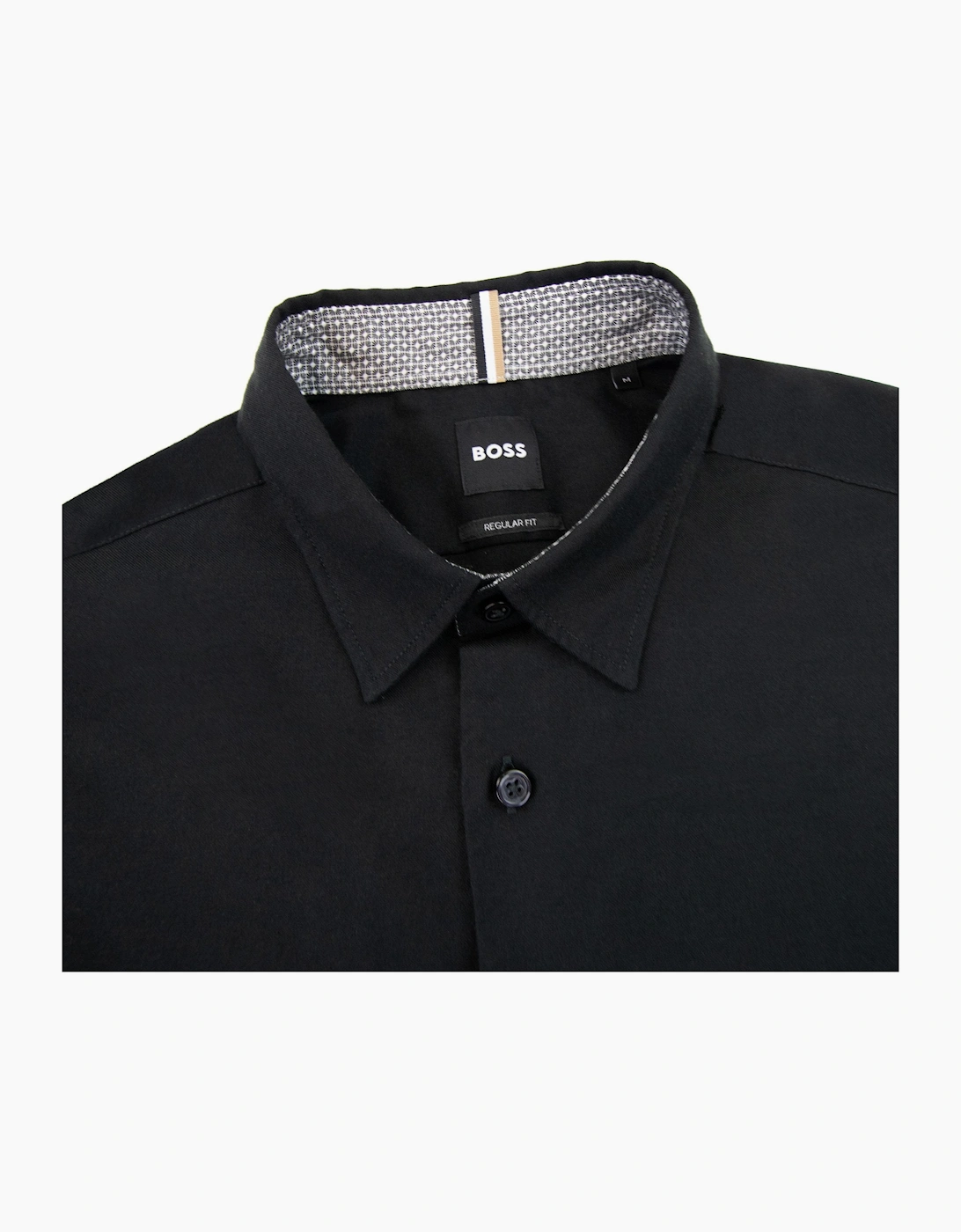 Hugo Boss Regular-fit Shirt In Brushed-cotton Flannel Black 001