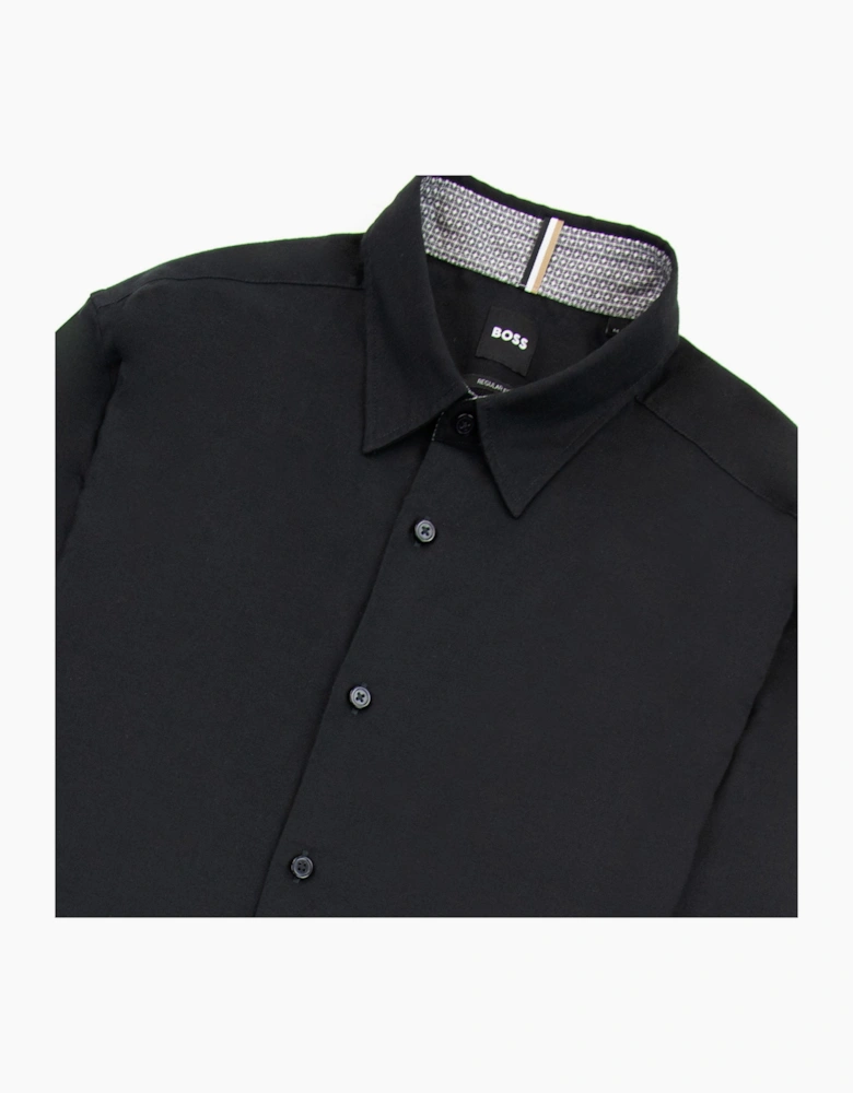 Hugo Boss Regular-fit Shirt In Brushed-cotton Flannel Black 001