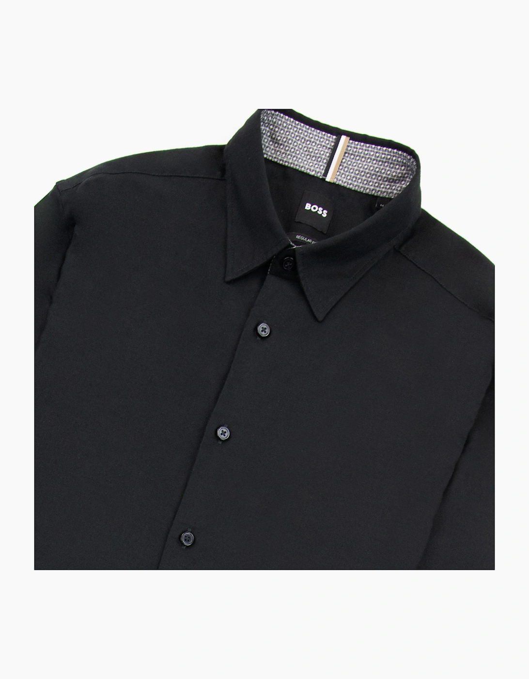 Hugo Boss Regular-fit Shirt In Brushed-cotton Flannel Black 001