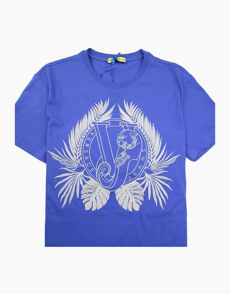 Versace Jeans Metallic Stitching VJ Logo T-Shirt Electric Blue