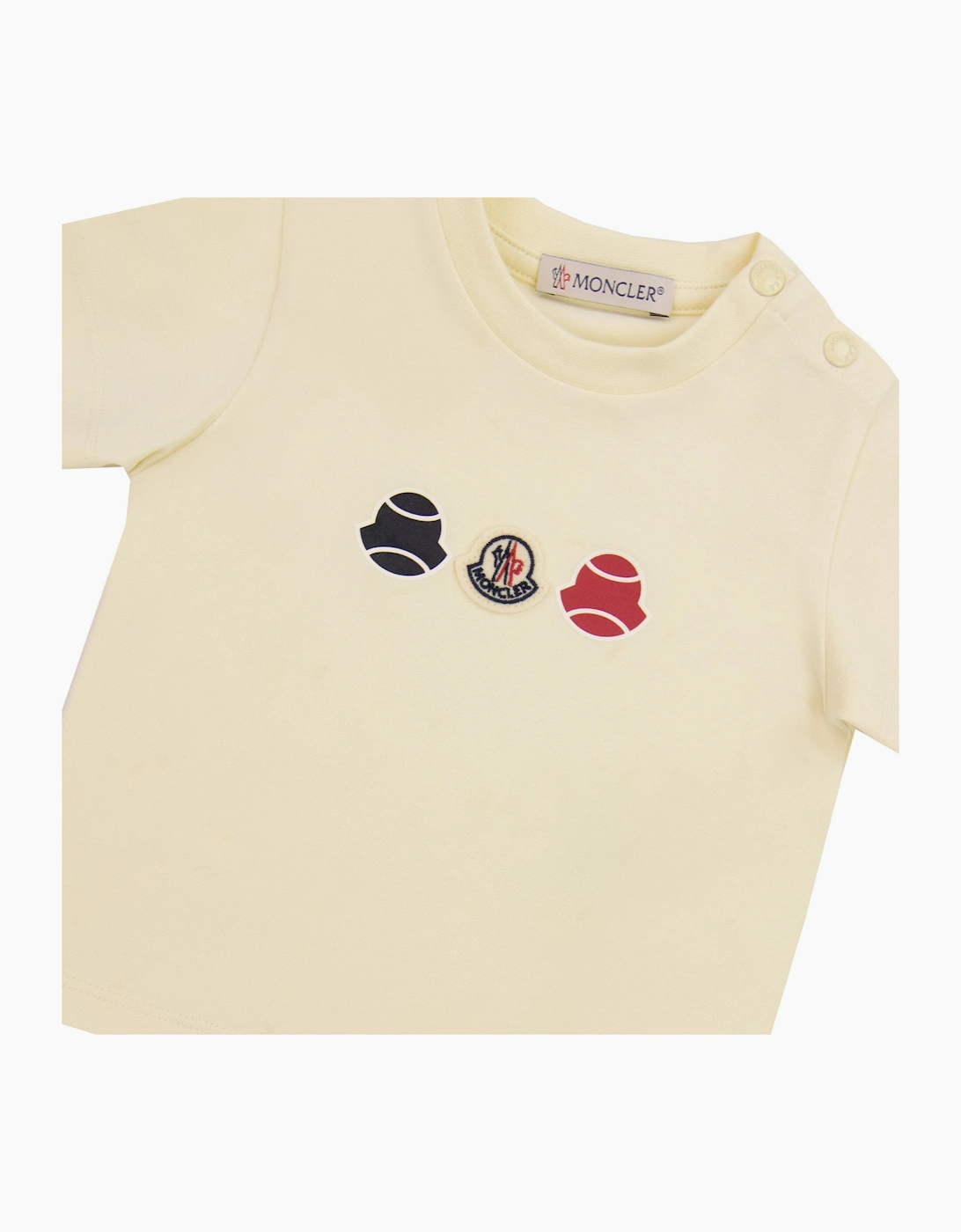 Moncler Junior Tennis Logo T Shirt Off White