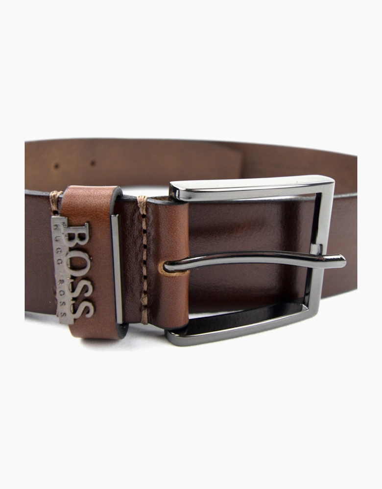 Hugo Boss Senol Leather Belt With Metal Logo Brown