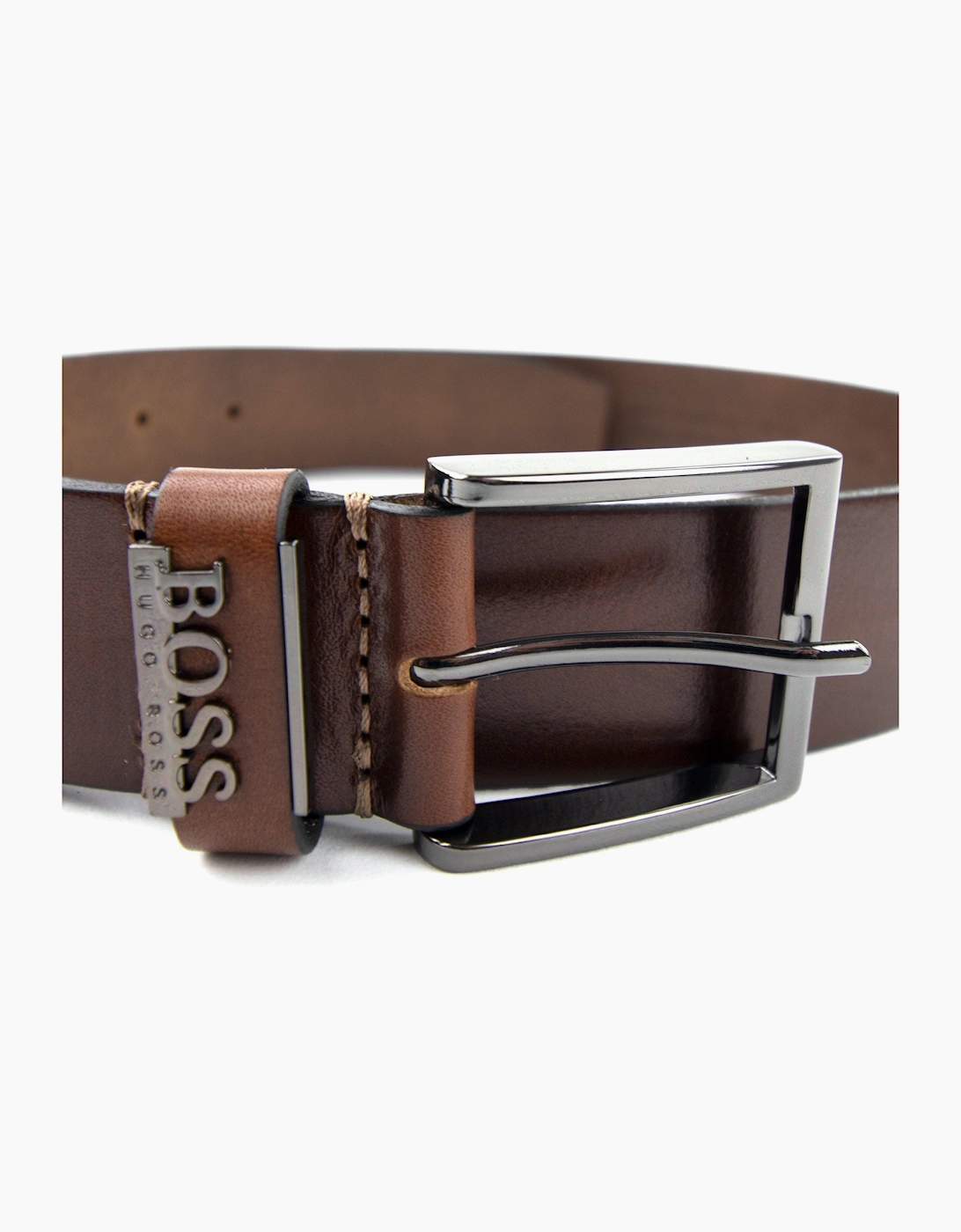 Hugo Boss Senol Leather Belt With Metal Logo Brown
