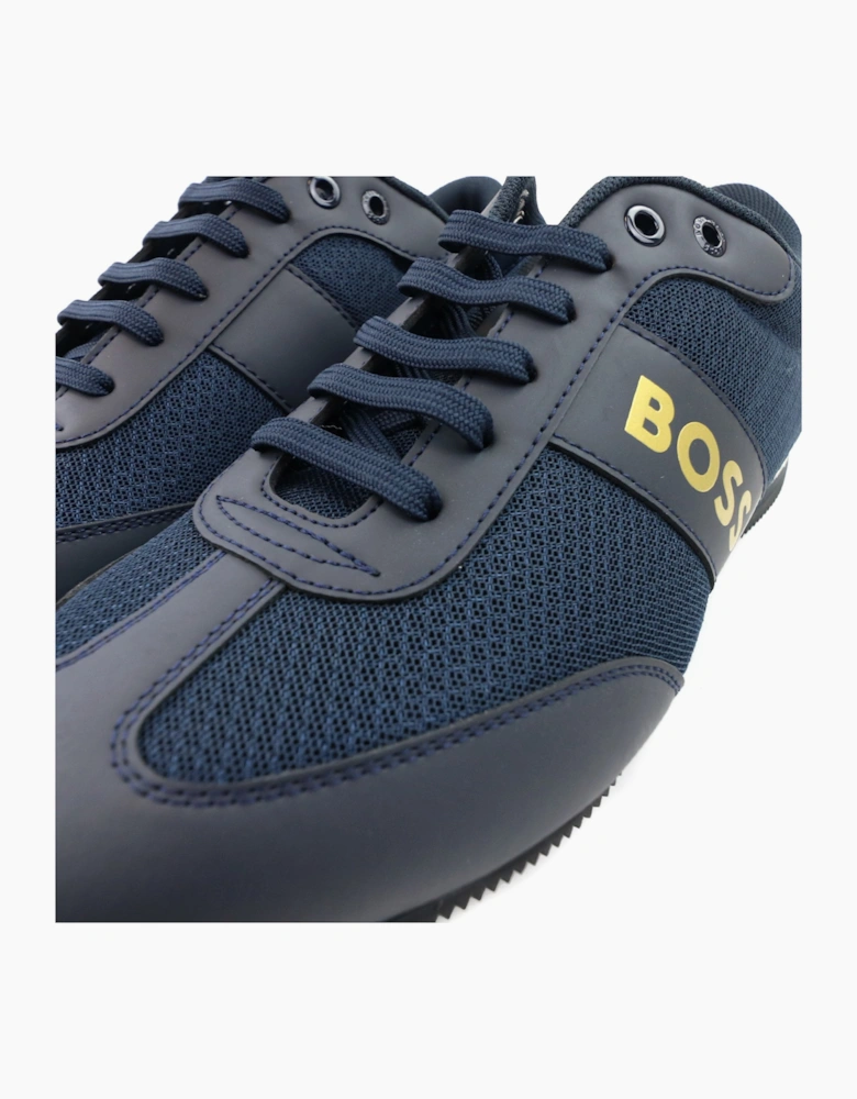Hugo Boss Rusham Rubberised Panels Mesh Trainers Dark Blue