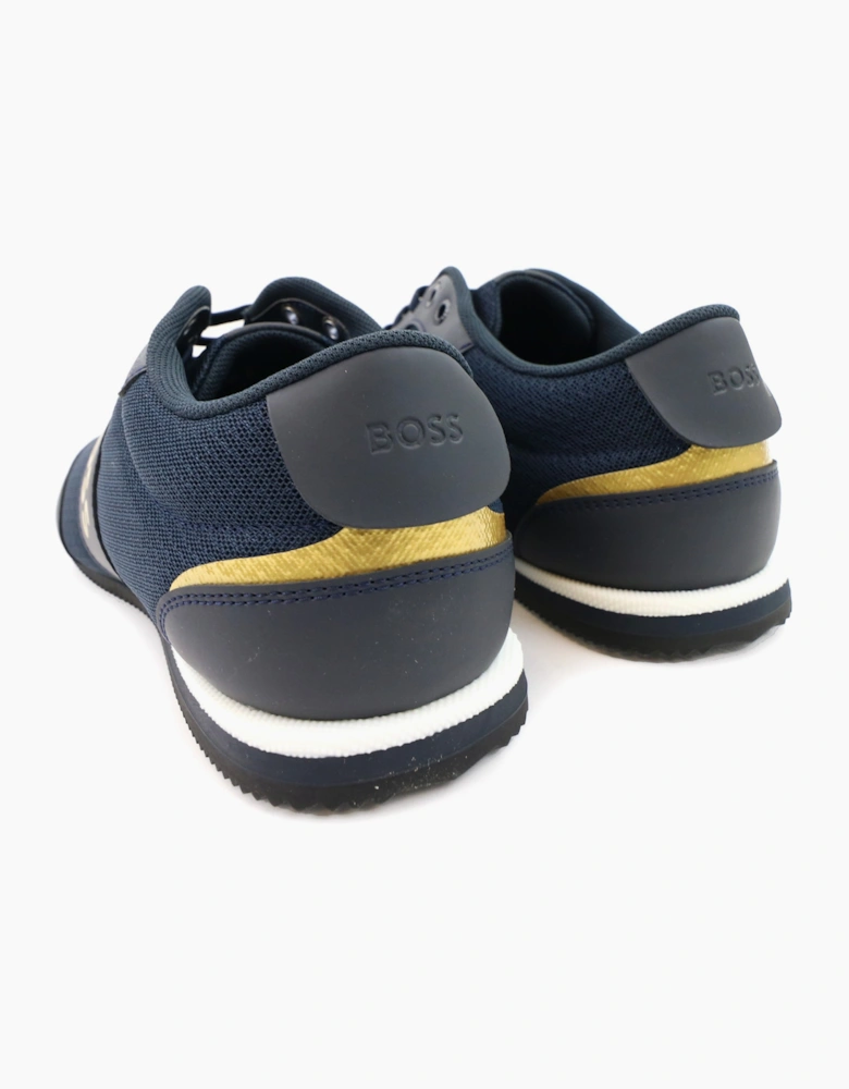 Hugo Boss Rusham Rubberised Panels Mesh Trainers Dark Blue