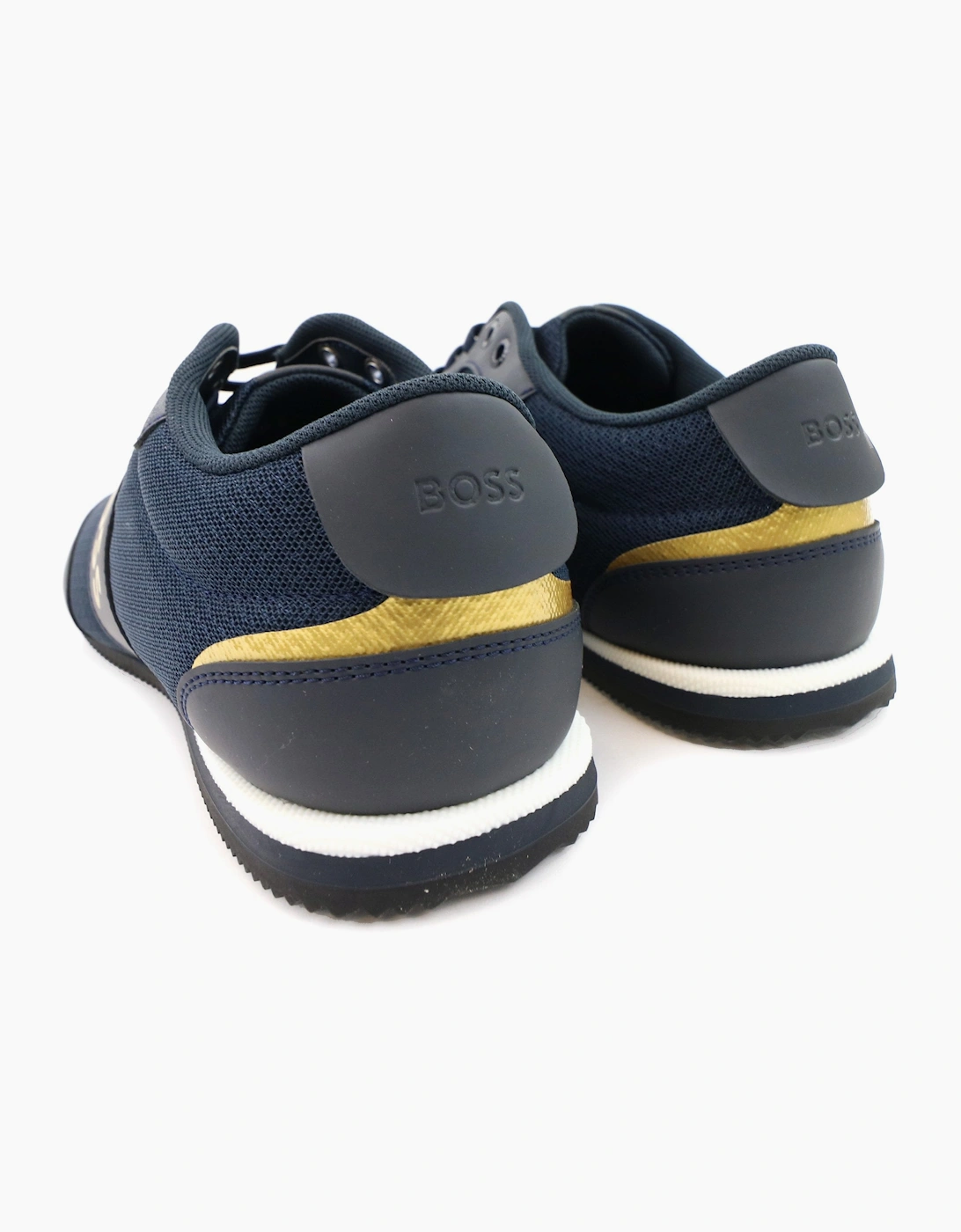 Hugo Boss Rusham Rubberised Panels Mesh Trainers Dark Blue