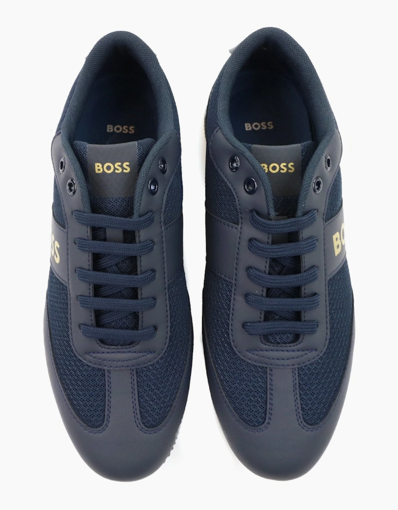 Hugo Boss Rusham Rubberised Panels Mesh Trainers Dark Blue
