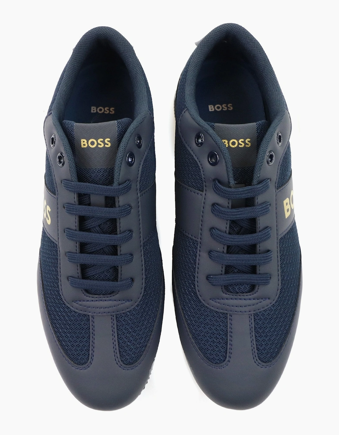 Hugo Boss Rusham Rubberised Panels Mesh Trainers Dark Blue