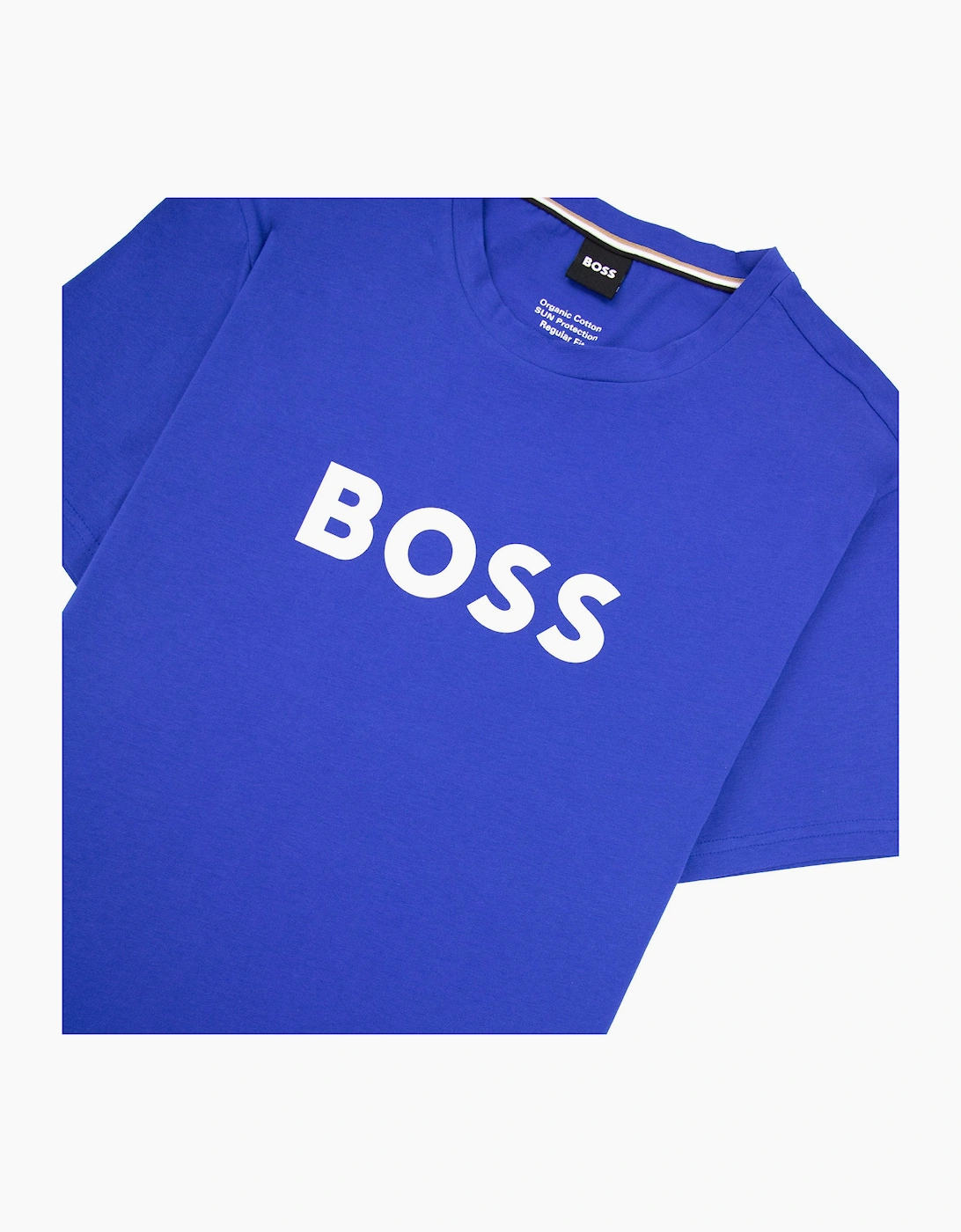 Hugo Boss Organic-cotton T-shirt With Contrast Logo Elec Blue