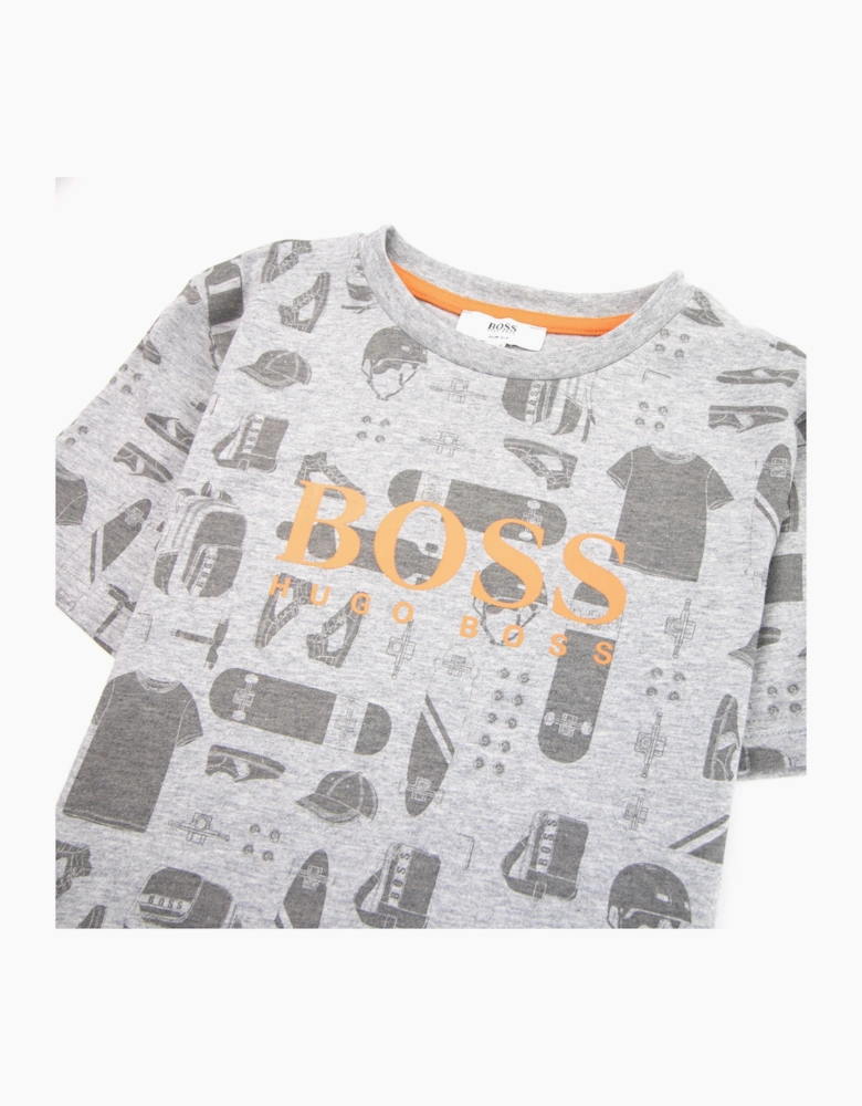 Hugo Boss Kids Skater Logo T-shirt Grey Marl