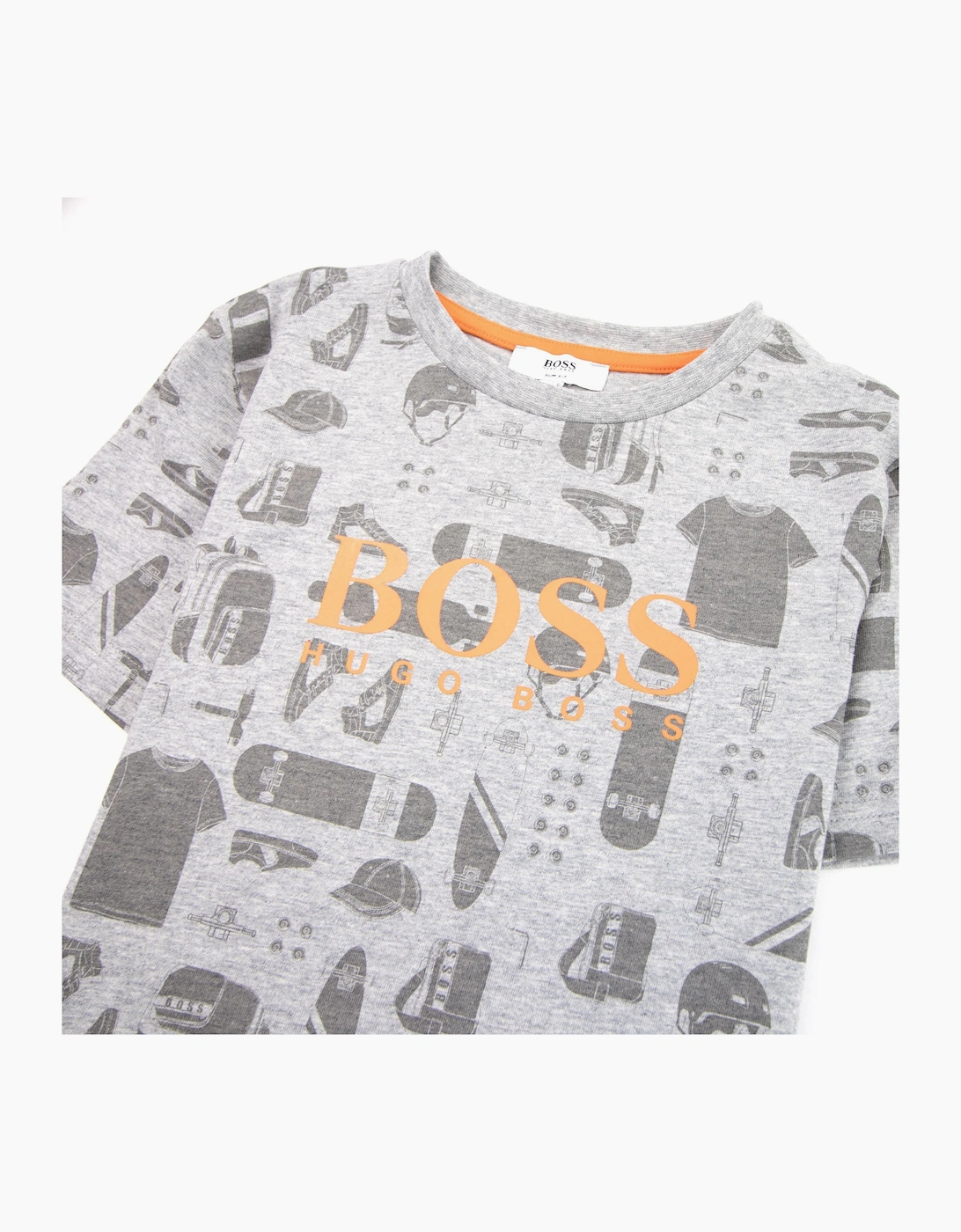 Hugo Boss Kids Skater Logo T-shirt Grey Marl