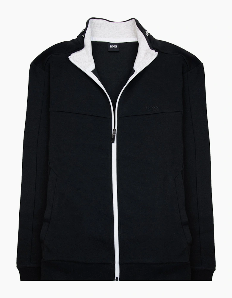 Hugo Boss Skaz 1 Embroidered Logo Zip Up Sweatshirt Black 001