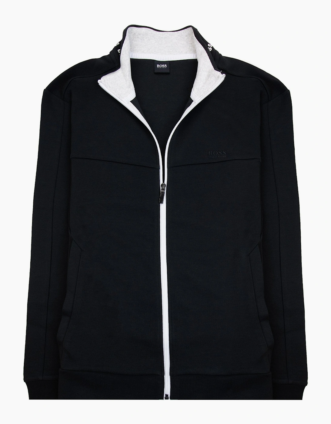 Hugo Boss Skaz 1 Embroidered Logo Zip Up Sweatshirt Black 001