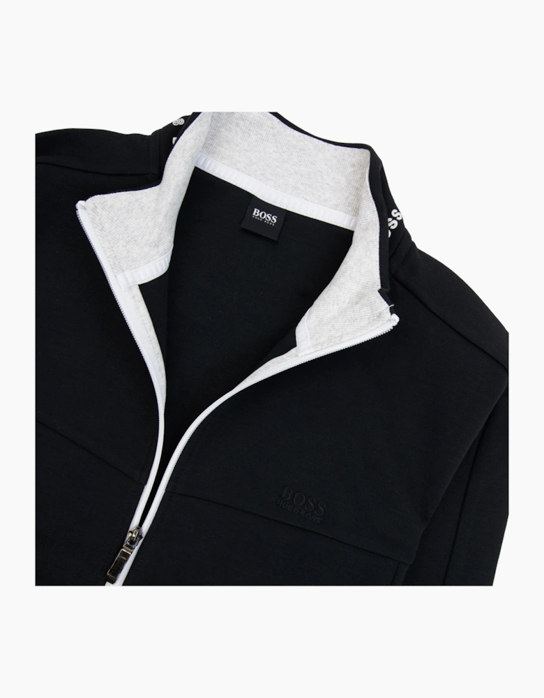 Hugo Boss Skaz 1 Embroidered Logo Zip Up Sweatshirt Black 001