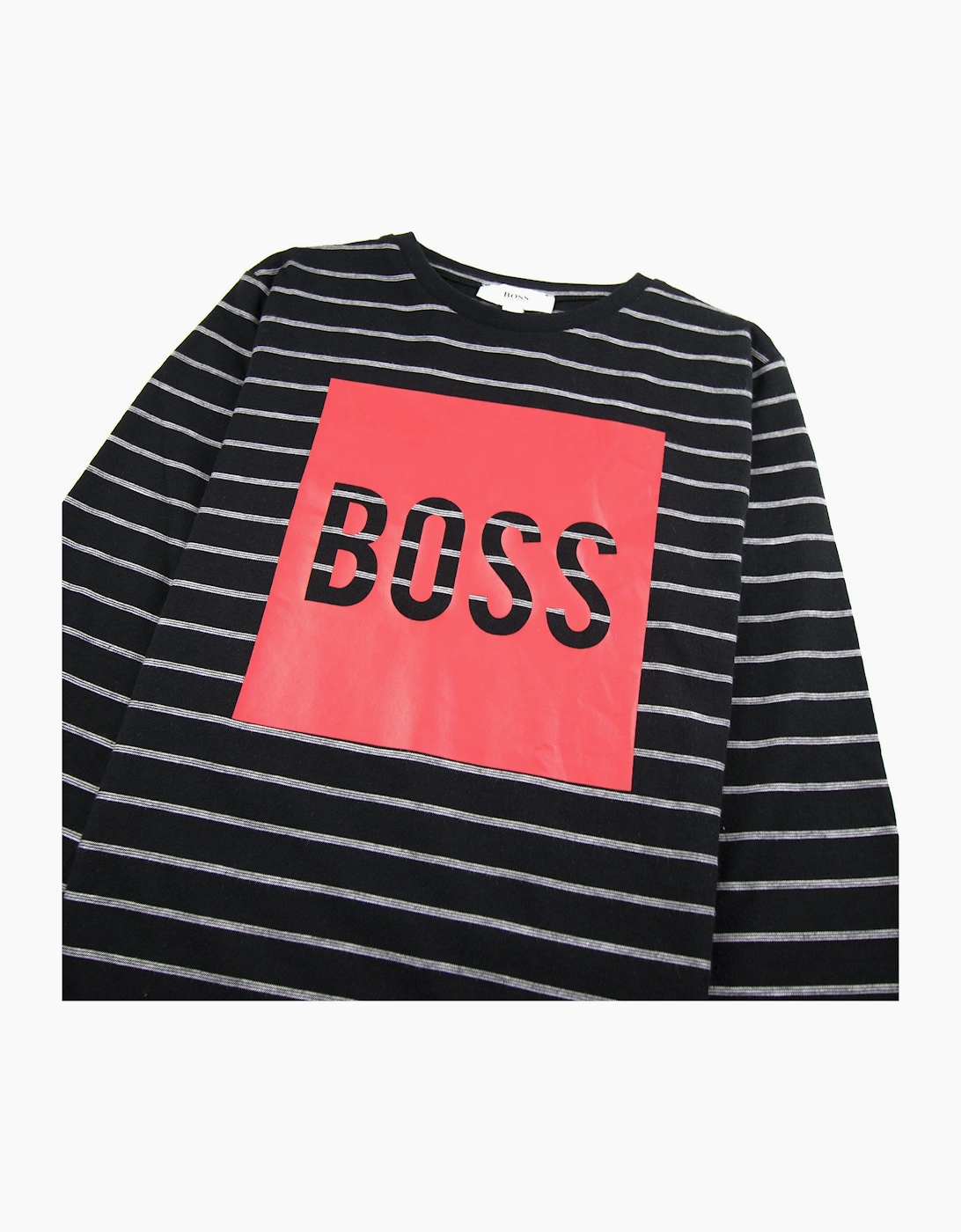 Hugo Boss Kids Red Boss Logo Stripe Long Sleeve Black