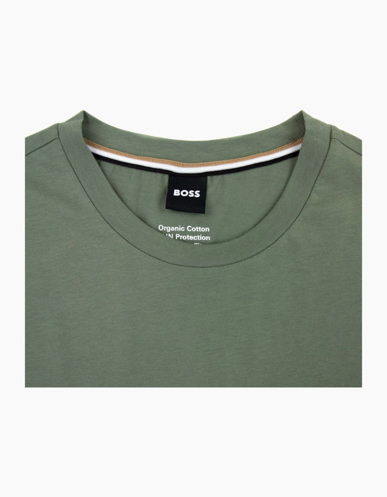 Hugo Boss Organic-cotton T-shirt With Contrast Logo Khaki