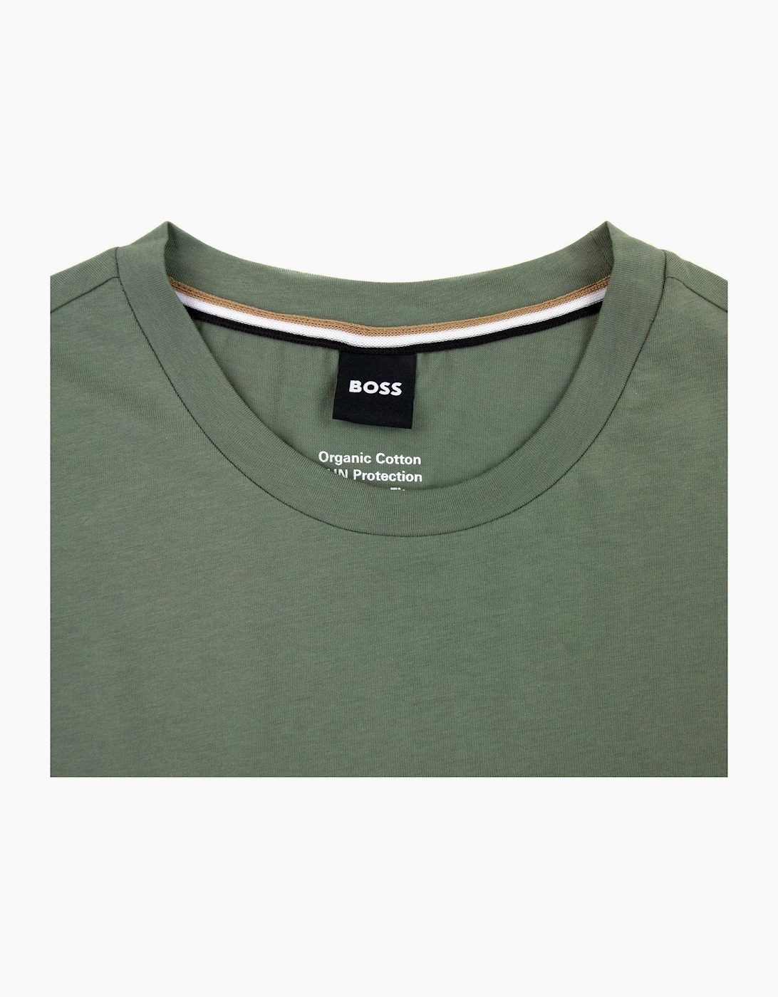 Hugo Boss Organic-cotton T-shirt With Contrast Logo Khaki
