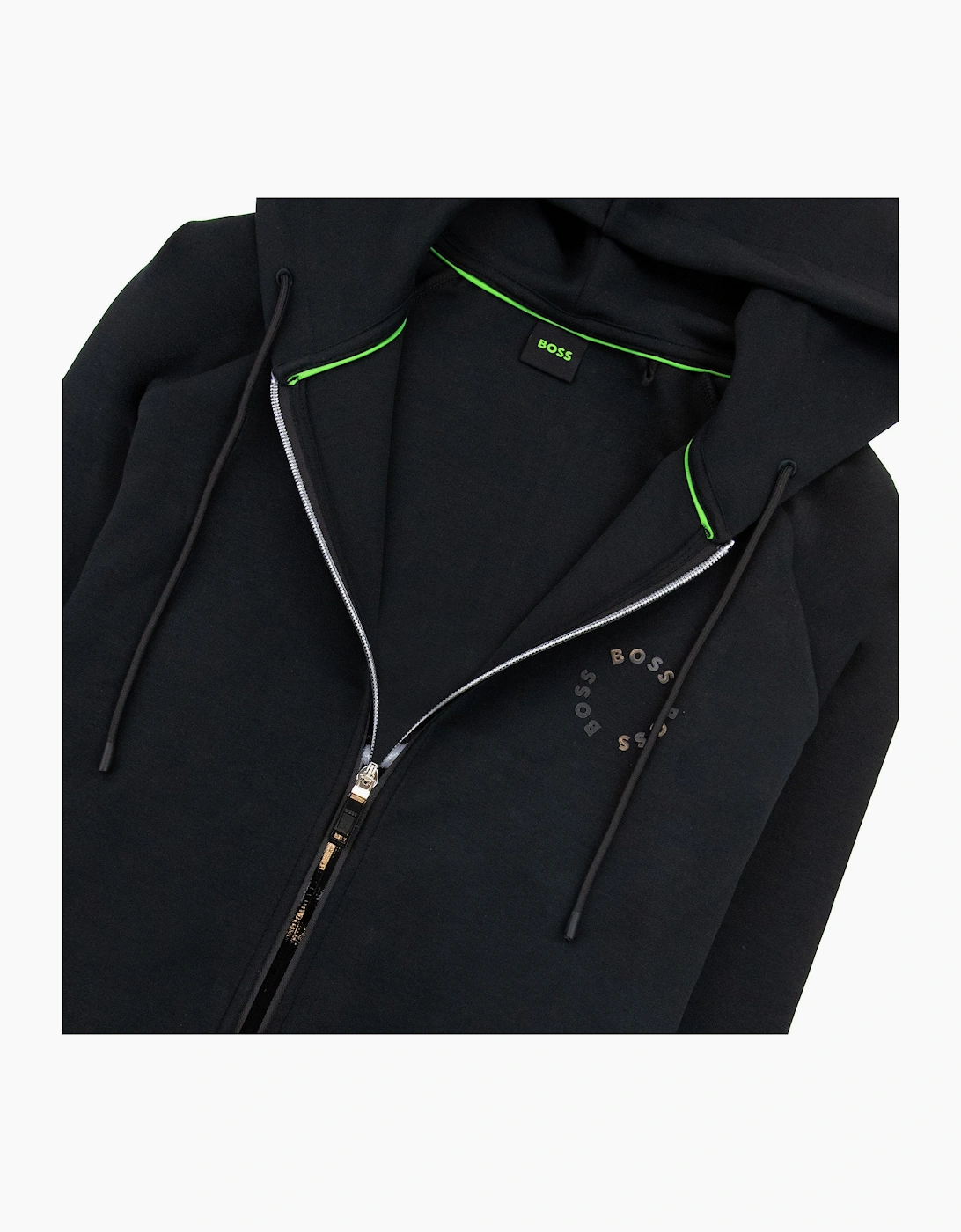 Hugo Boss Saggy 2 Cotton-blend Zip-up Hoodie With Raised Log Black 001