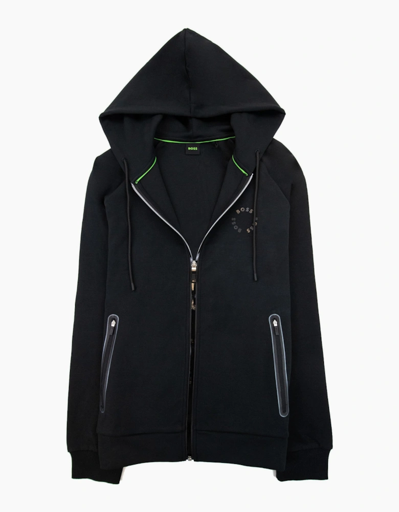 Hugo Boss Saggy 2 Cotton-blend Zip-up Hoodie With Raised Log Black 001