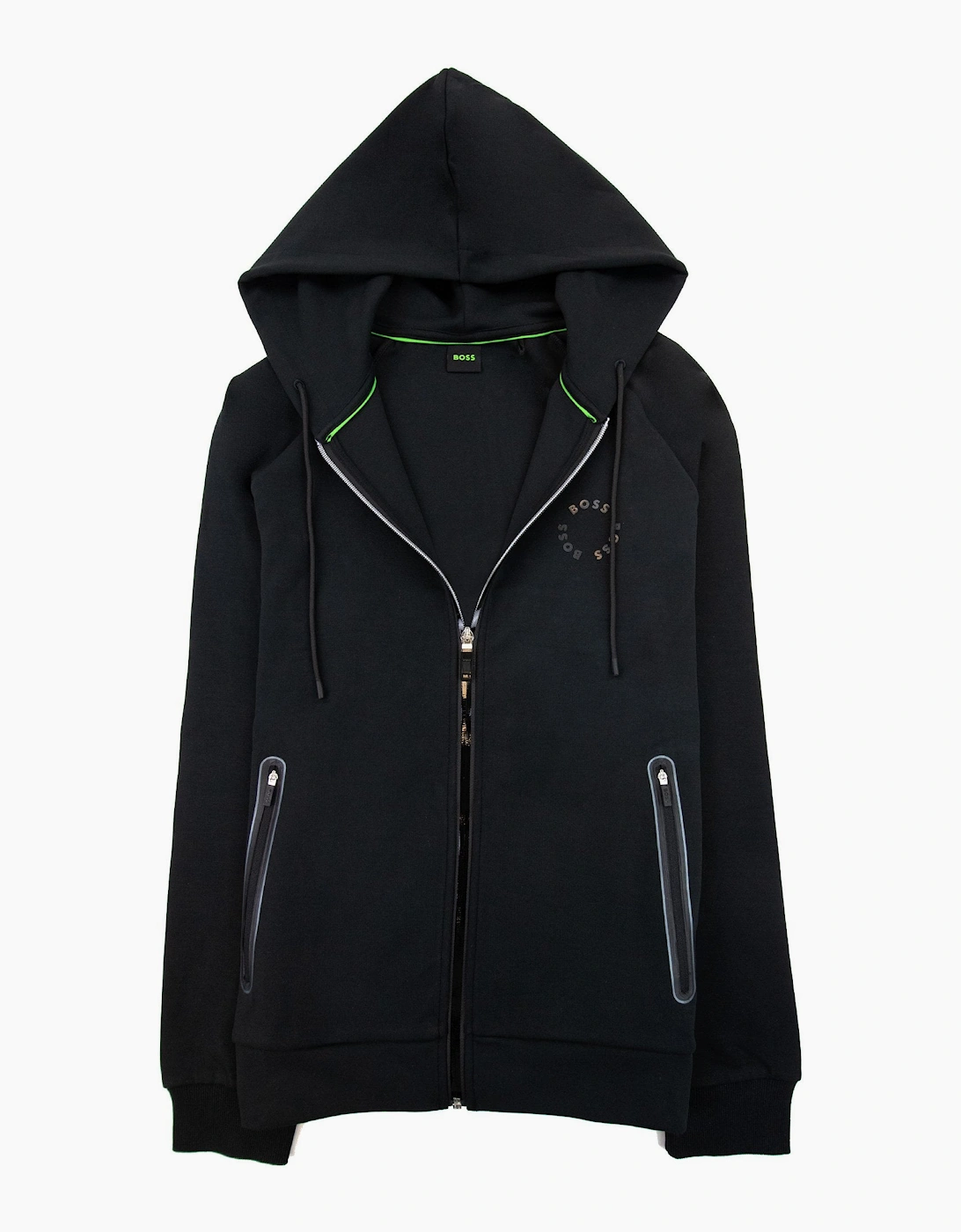Hugo Boss Saggy 2 Cotton-blend Zip-up Hoodie With Raised Log Black 001