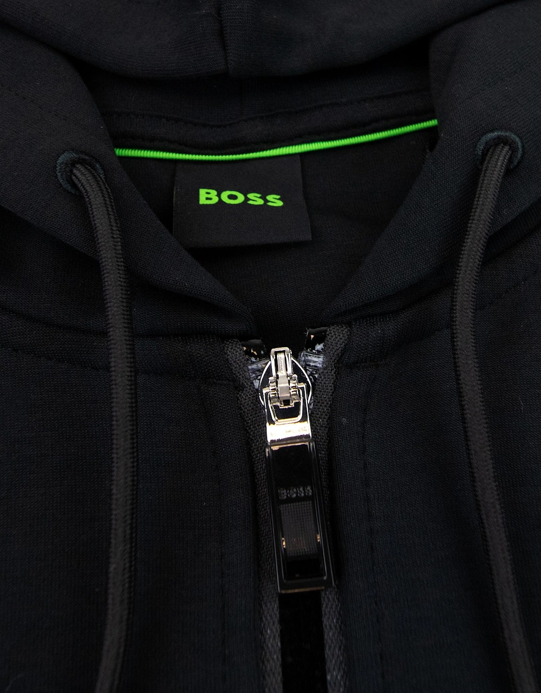 Hugo Boss Saggy 2 Cotton-blend Zip-up Hoodie With Raised Log Black 001