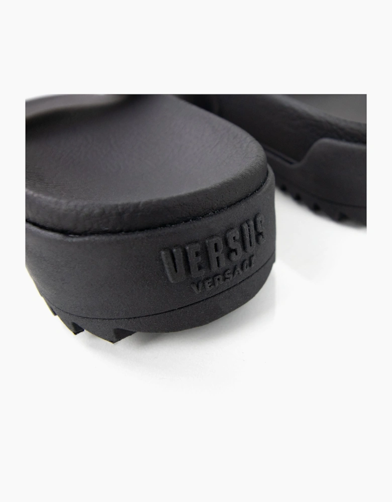 Versace Versus Rubber Sole Metal Logo Slider Black