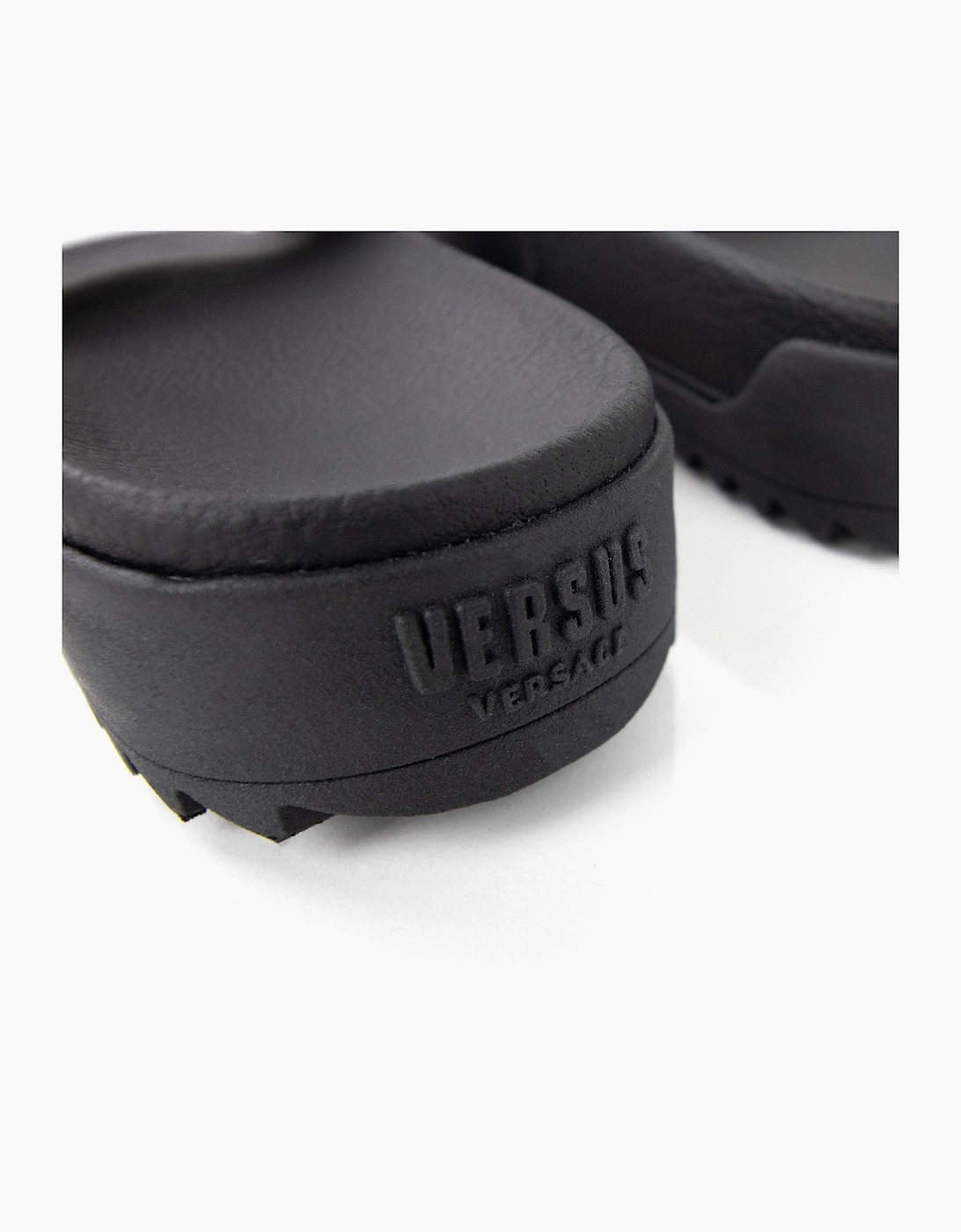 Versace Versus Rubber Sole Metal Logo Slider Black