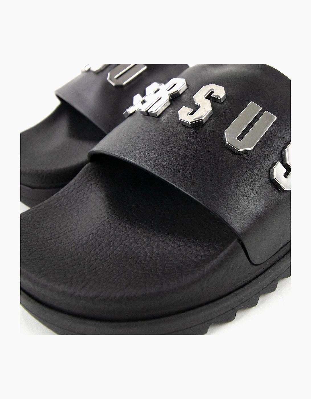 Versace Versus Rubber Sole Metal Logo Slider Black