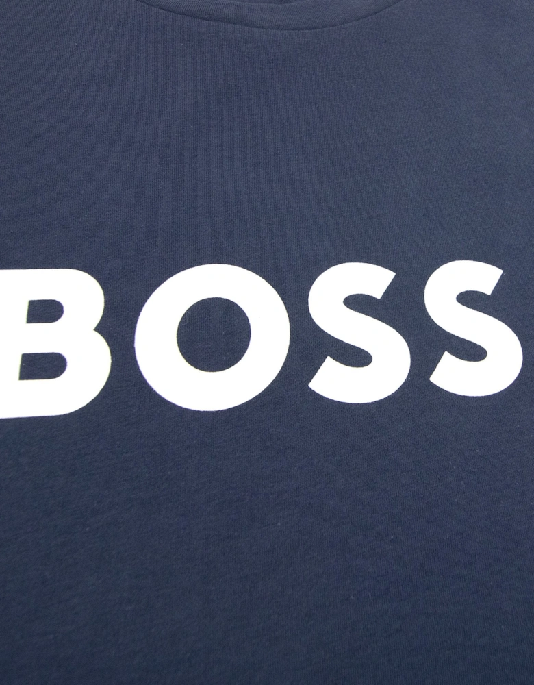Hugo Boss Organic-cotton T-shirt With Contrast Logo Navy 413