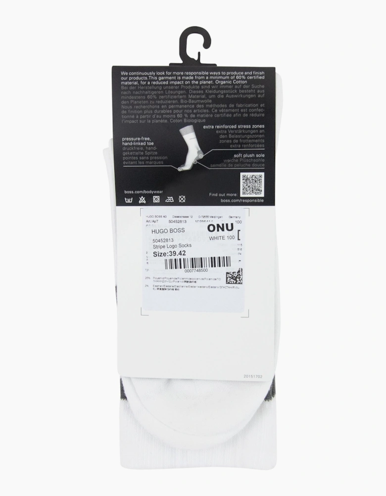 Hugo Boss Stripe Logo Socks White 100