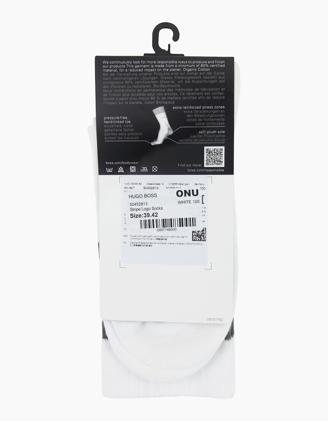 Hugo Boss Stripe Logo Socks White 100