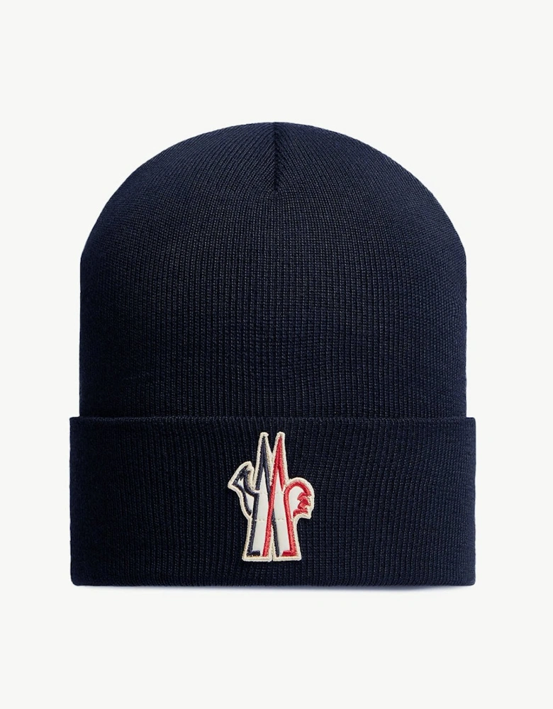 Moncler Grenoble Wool Beanie Hat Navy